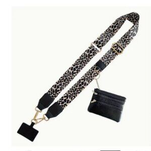 Cell Phone Strap crossbody adjustable phone holder with zip wallet animal print